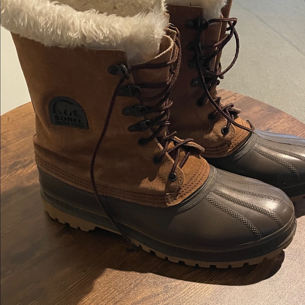 Sorel Men's Brown and Dark Brown Insulated Lace-Up Winter Boots